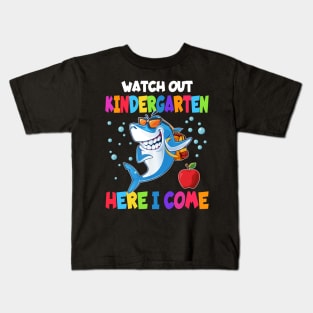 Watch Out Kindergarten Here I Come Dabbing Shark- Back To School Kids T-Shirt